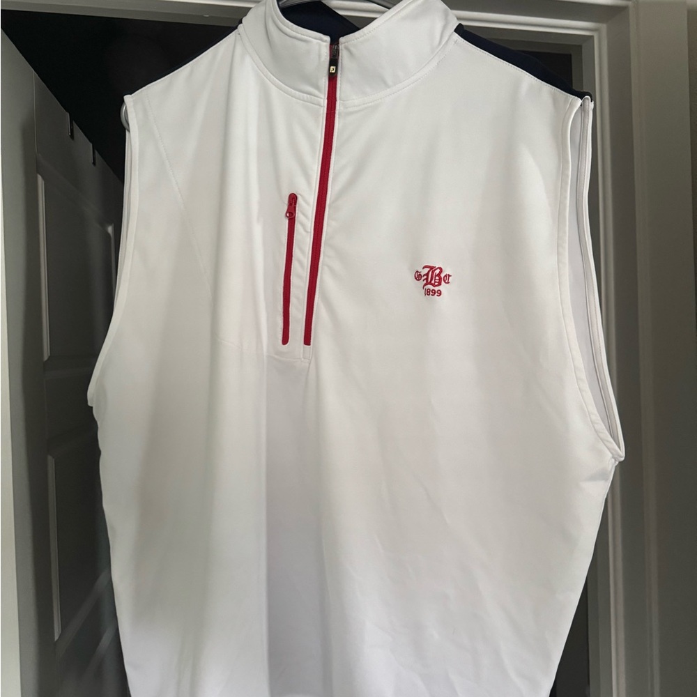 White FootJoy Half Zip Vest with Red Accents